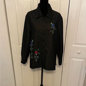 Allison Daley Vintage Embroidered Denim Shirt Petite M